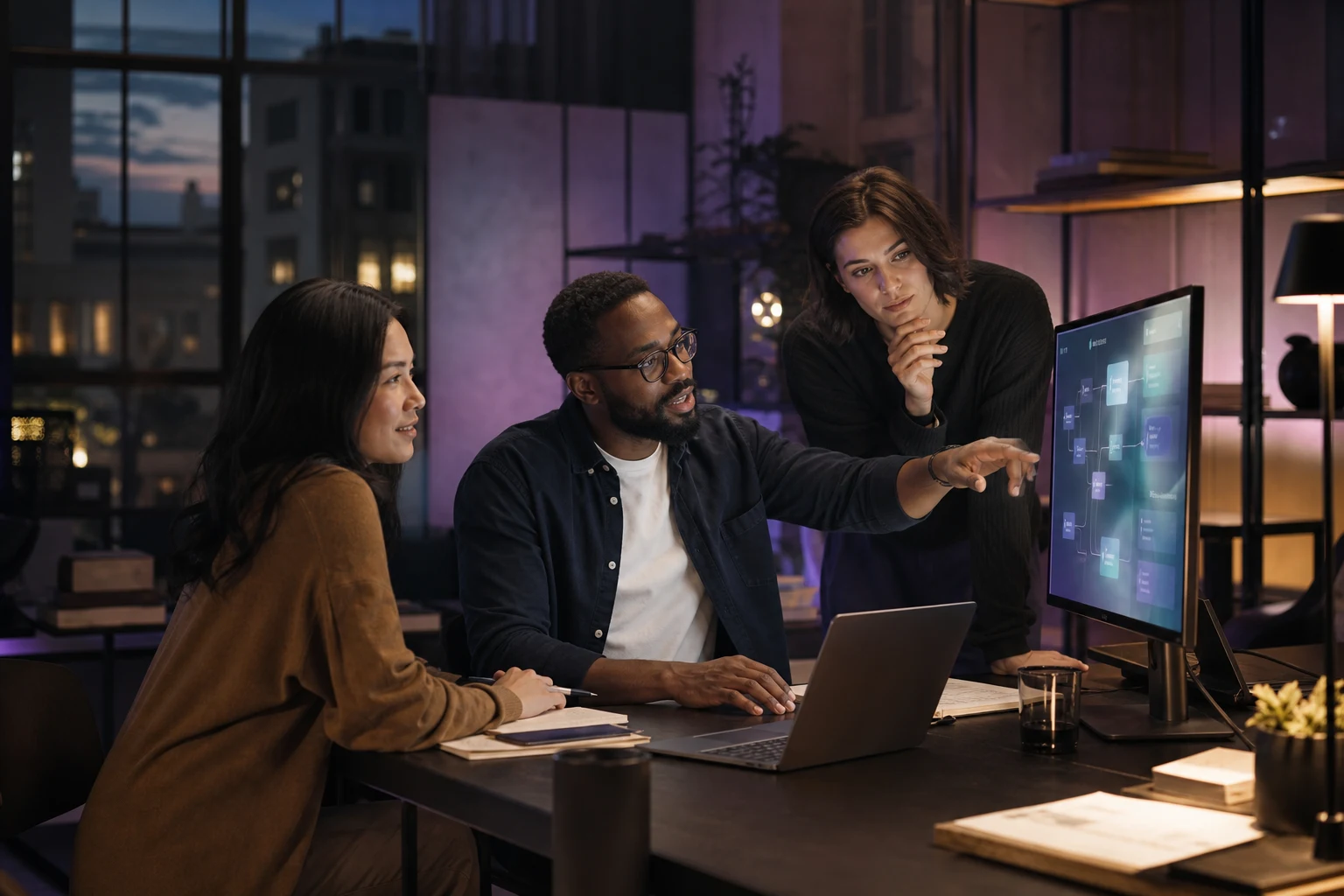Small business team reviewing an automated workflow